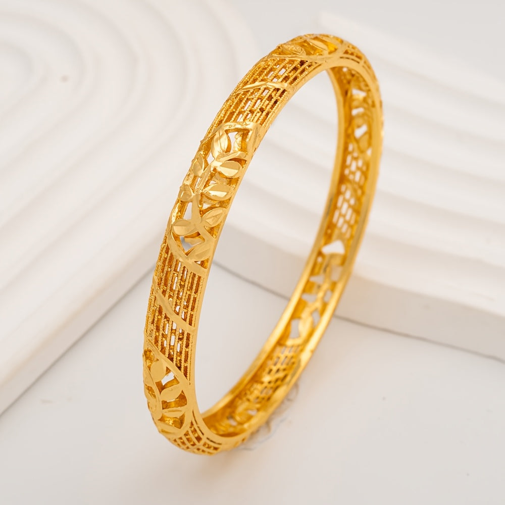 Set of 4 elegant luxury bangles inspired by Dubai, featuring intricate filigree design crafted from high-quality alloy. Perfect for brides, festivals, Nigerian weddings, and as a thoughtful Thanksgiving gift. A versatile accessory suitable for all