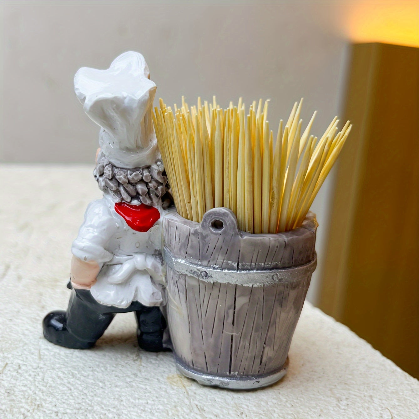 1 Pack of Chef Figurine Toothpick Holder made of ABS Resin - Perfect Tabletop Decor for Kitchen and Dining, Great Gift for Father's Day, Mother's Day, Graduation, or National Freedom Day