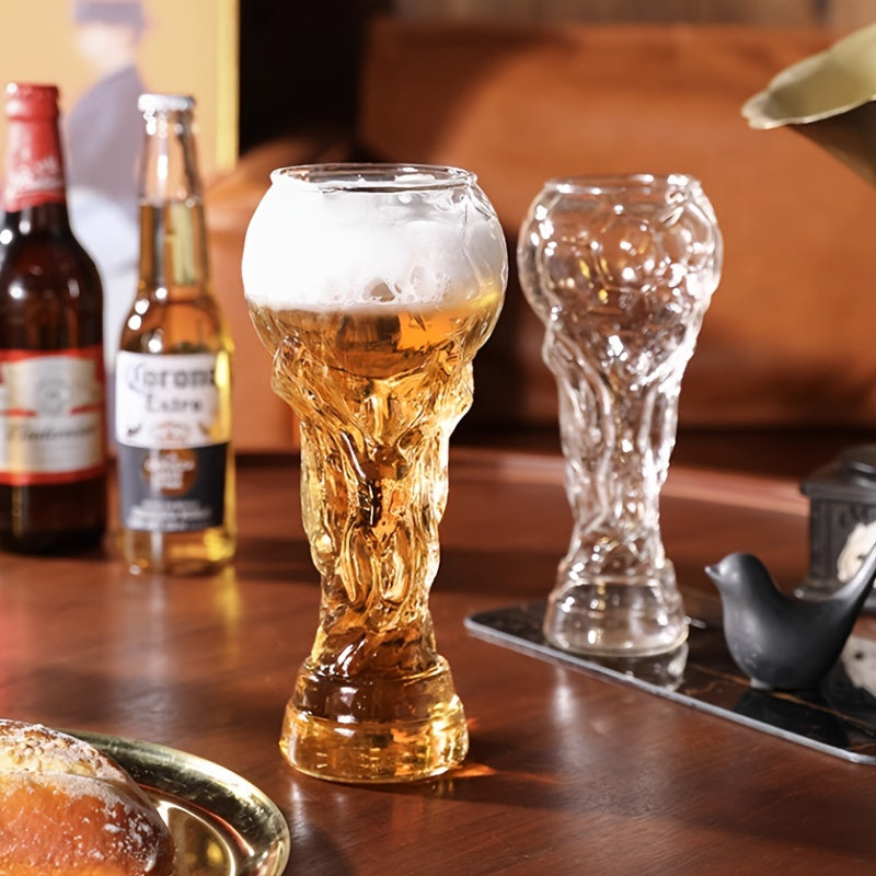 Football shaped beer glass, 460ML, hand wash only, reusable, made of high borosilicate material - perfect for craft beer lovers.