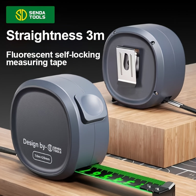 SEND Digital Tape Measure with 0.00001 Accuracy, Waterproof ABS Material, Self-Locking Fluorescent Green Tape, Woodworking & Hand Measuring Tool, 5.0/7.5/10.1 meter Options