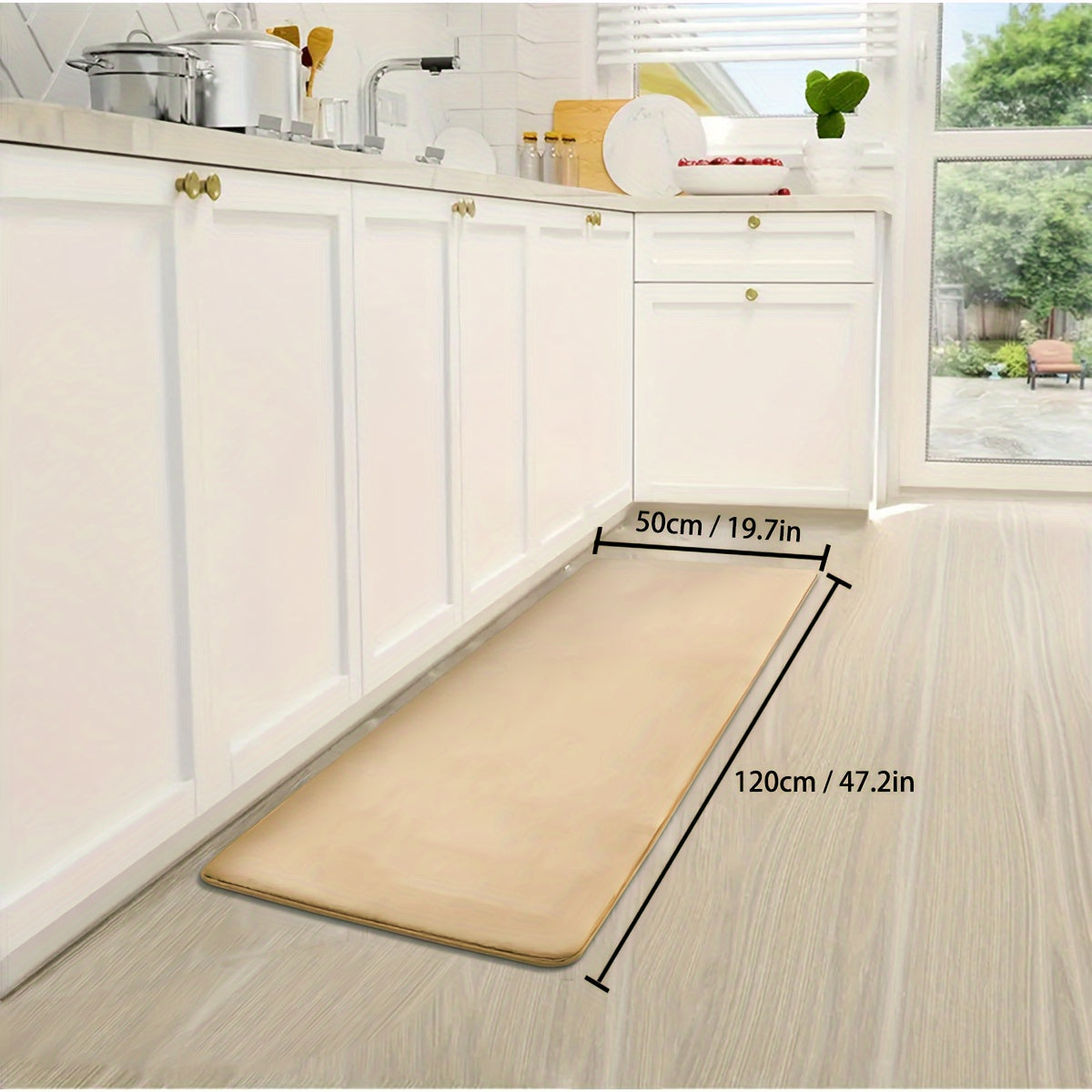 Polyester Kitchen Runner Mat with Absorbent Qualities - Non-Slip, Lightweight, Low Pile, Rectangular Shape, Easy to Hand Wash, Knit Weave Design with PVC Backing, Durable Flannel Floor Rug Ideal for Home Entrances Made by Machine Manufacturing