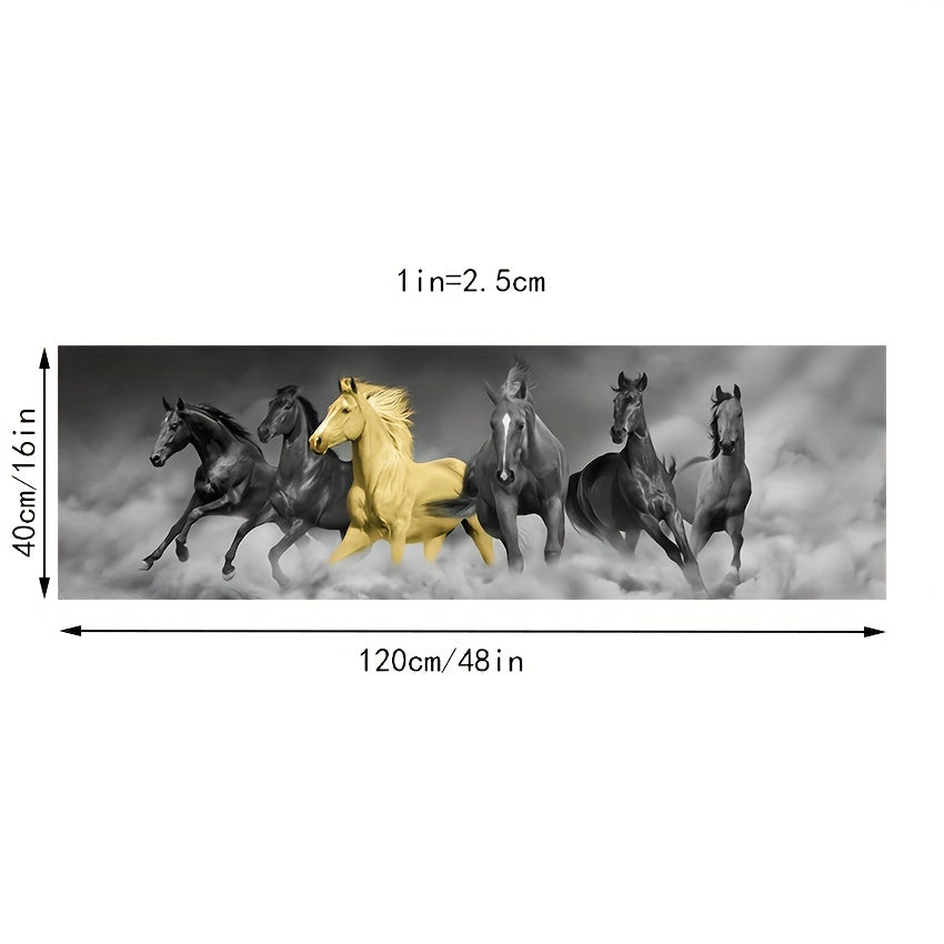 Golden Six Running Horses Canvas Painting - Perfect for Animal Lovers and Art Enthusiasts, Ideal for Home, Room, or Bedroom Decor