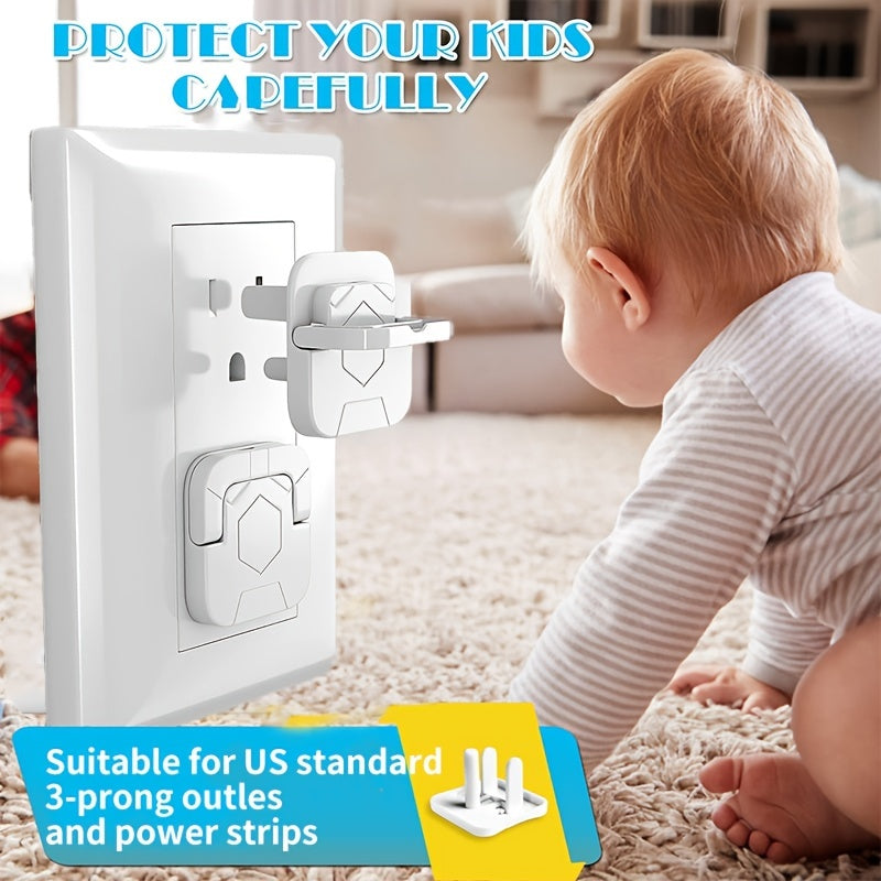 Baby proofing plug covers with hidden pull handle - set of 30. Features 3-prong child safety socket covers to protect electrical outlets and keep kids safe. Outlet protectors with kid-proof cap design.