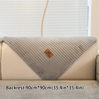 Thickened plush sofa cover with modern style to protect against dirt, slips, scratches and pets in home or office.