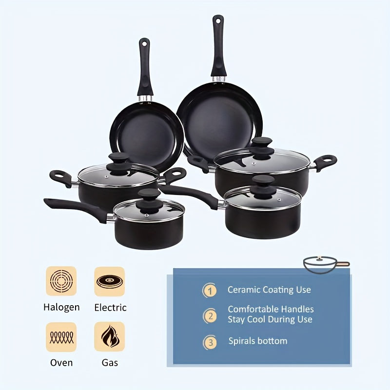 15-piece Cookware Set, including Nonstick Soup Pot, Milk Pot, and Frying Pans. Ideal for gifting, family gatherings, elderly individuals, and anyone in need of quality cookware and kitchenware.