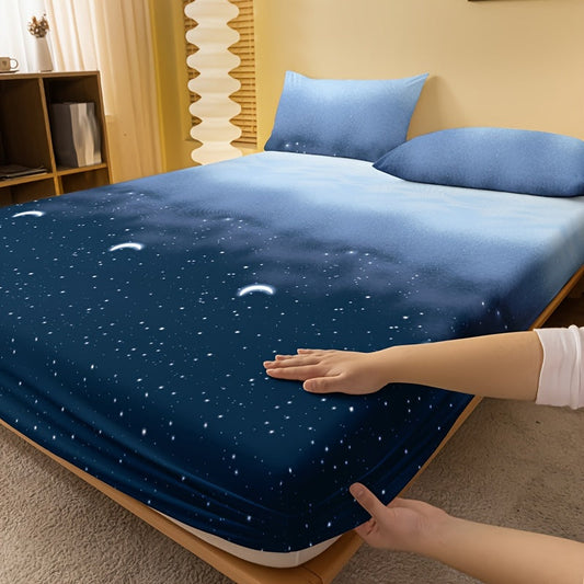 Soft and breathable, the Starry Night Brushed Fitted Sheet offers polyester bedding for both your bedroom and guest room. With a deep pocket design and machine washable material, it is perfect for keeping your bed cozy and comfortable.