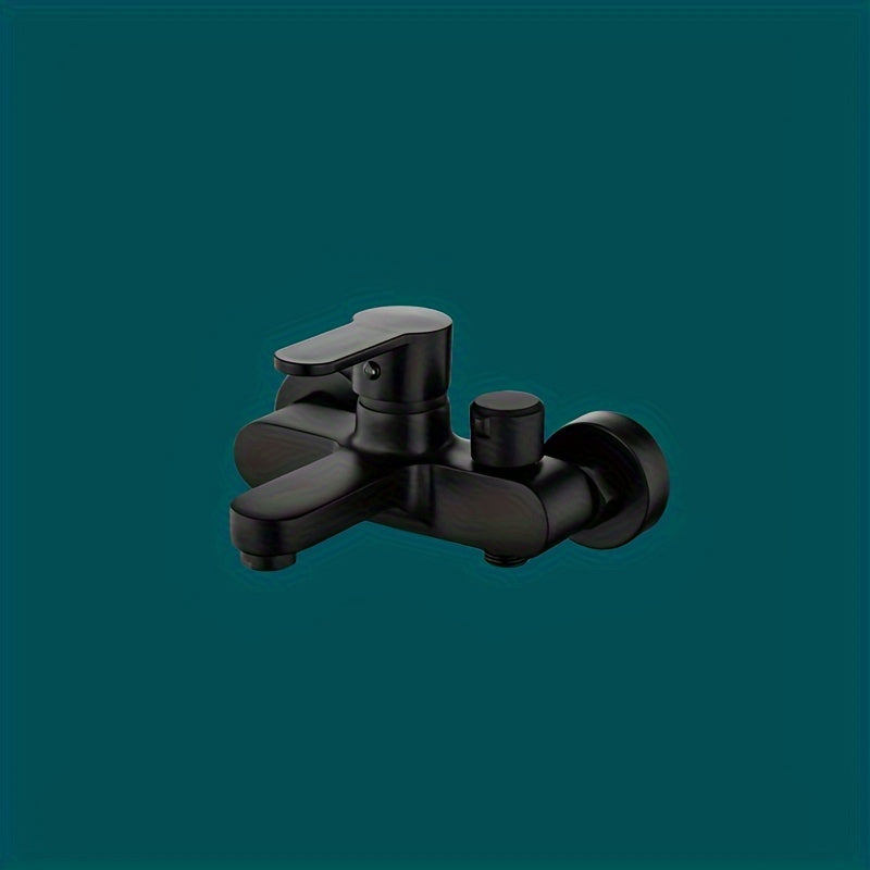 Modern Black Copper Alloy Shower Mixer Valve with single hole installation, multiple components, brushed finish, copper valve core, no electricity needed.