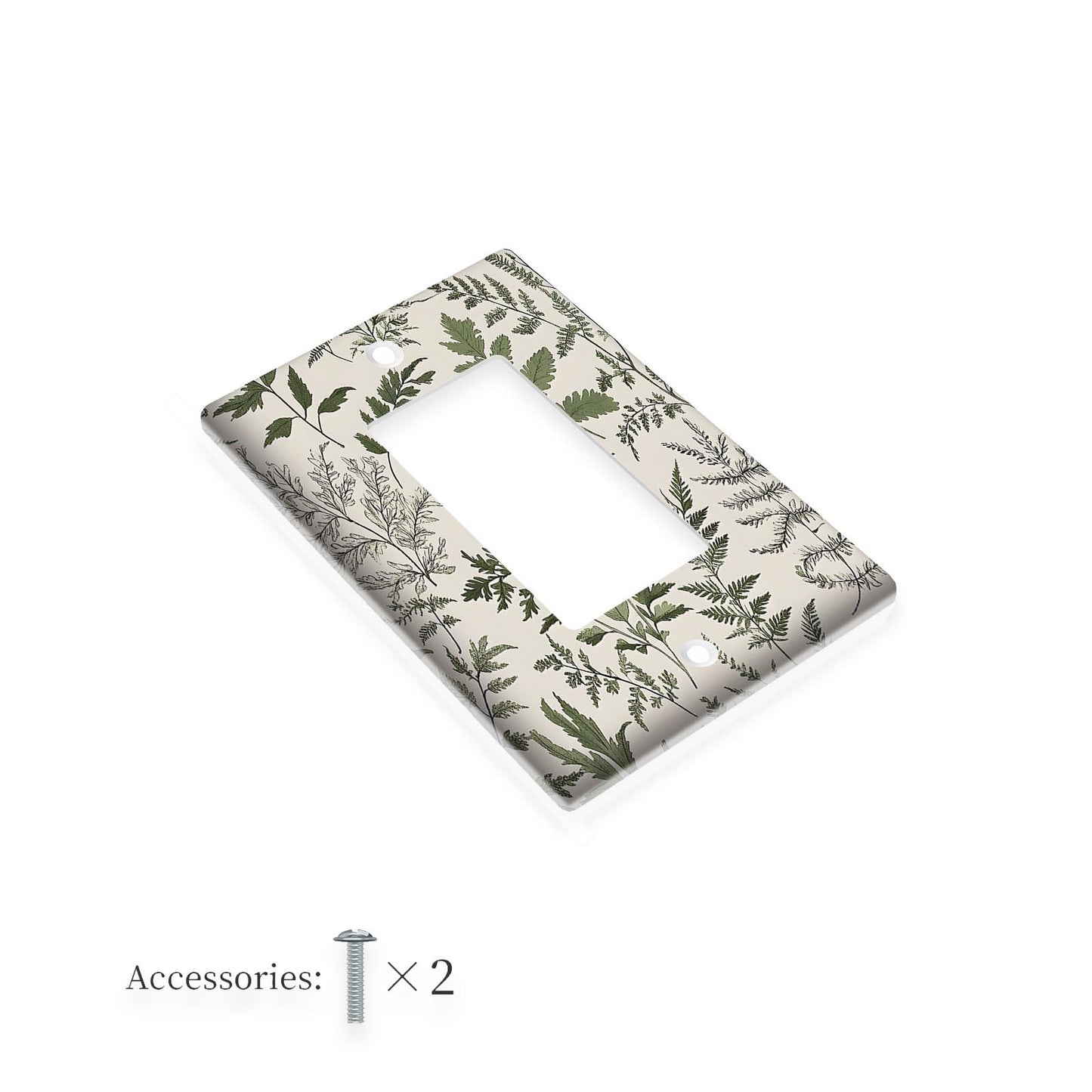 1 Sage Leaf Pattern Decorative Wallplate, 1-Gang/2-Gang Outlet Cover, No Electricity Needed, Easy to Clean, Versatile Switch Plate for Bedroom, Kitchen, Office - 1 Pack.