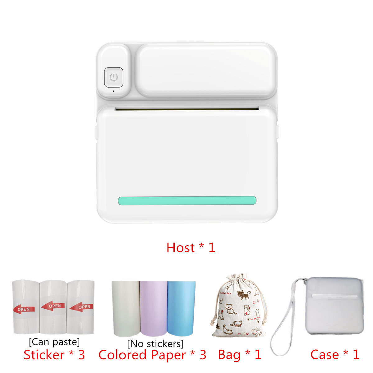 Portable photo printer that also prints sticky notes, QR codes, text lists, and small mobile phone photo albums without the need for ink.