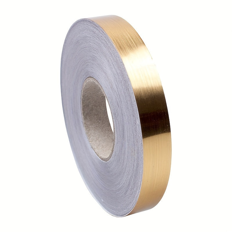 Home décor tape in golden or silver tones, designed to add a decorative touch to wardrobes, walls, floors, tiles, and ceilings. This waterproof, self-adhesive tape fills gaps and seals seams for a polished finish.