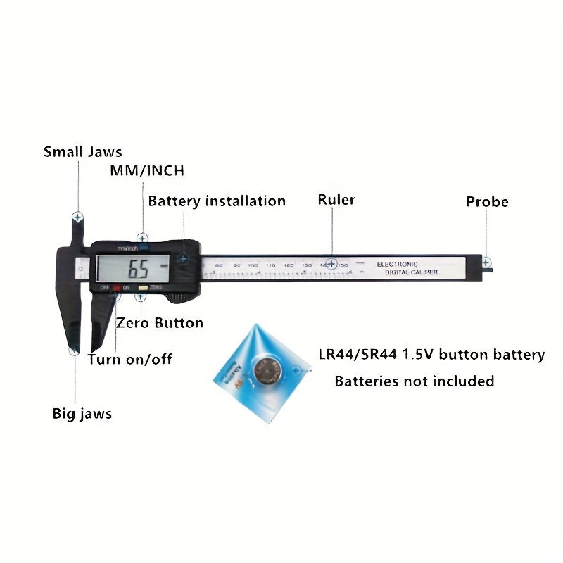 6-Inch/4-Inch Carbon Fiber Dial Caliper with Non-Rechargeable Battery