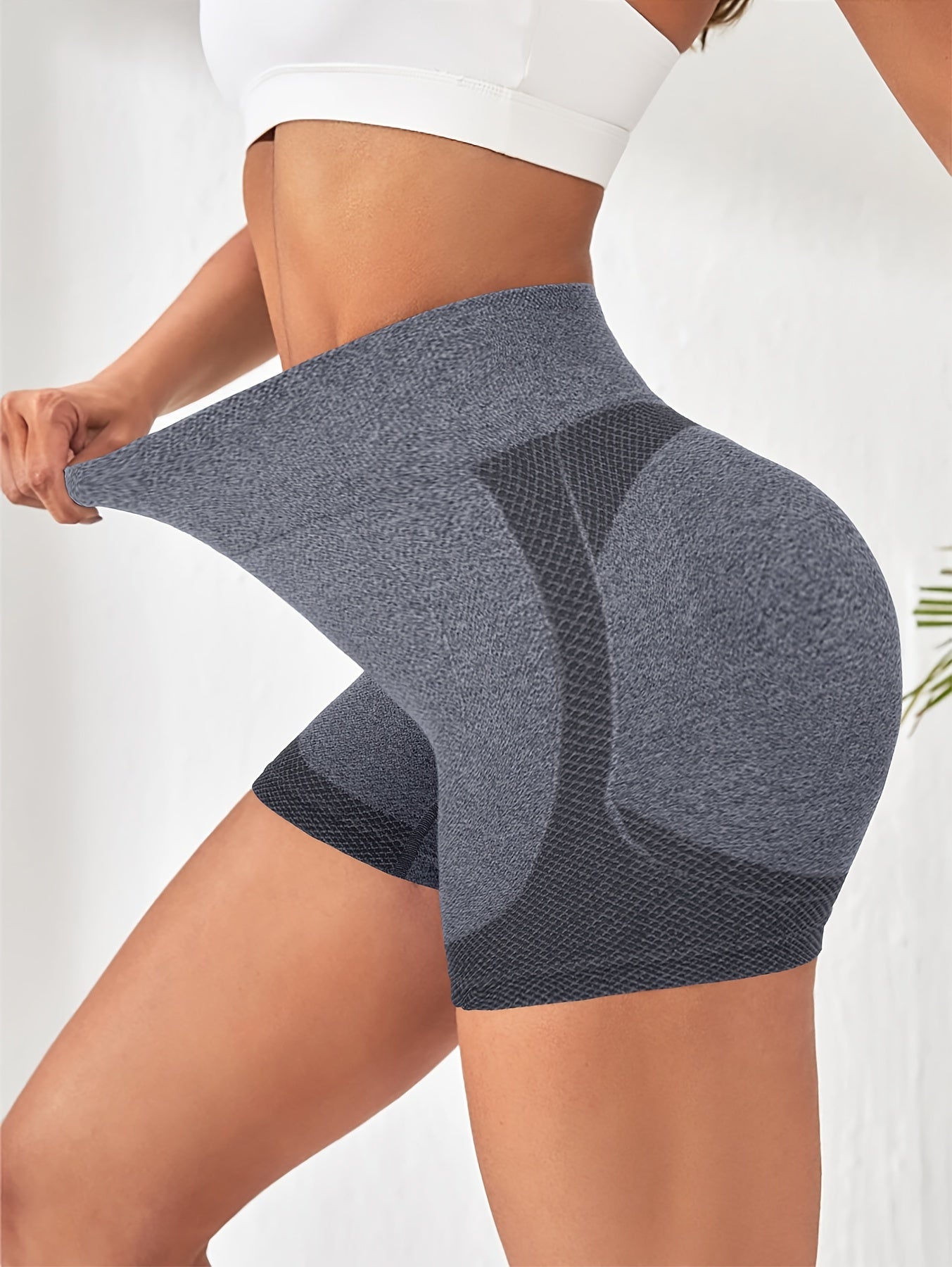 5-Pack High Waisted Hip Lifting Yoga Shorts for Women, Seamless Knit Fabric, Medium Support, 60% Polyester, 30% Polyamide, 10% Elastane, Solid Color, 245gsm - Lingerie & Underwear