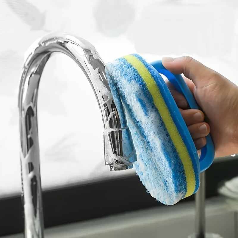 This versatile sponge cleaning brush can handle a variety of cleaning tasks in the bathroom, bathtub, and on tile surfaces. It is also great for kitchen cleaning, dishwashing, and pot scrubbing. With its durable design and powerful stain removal