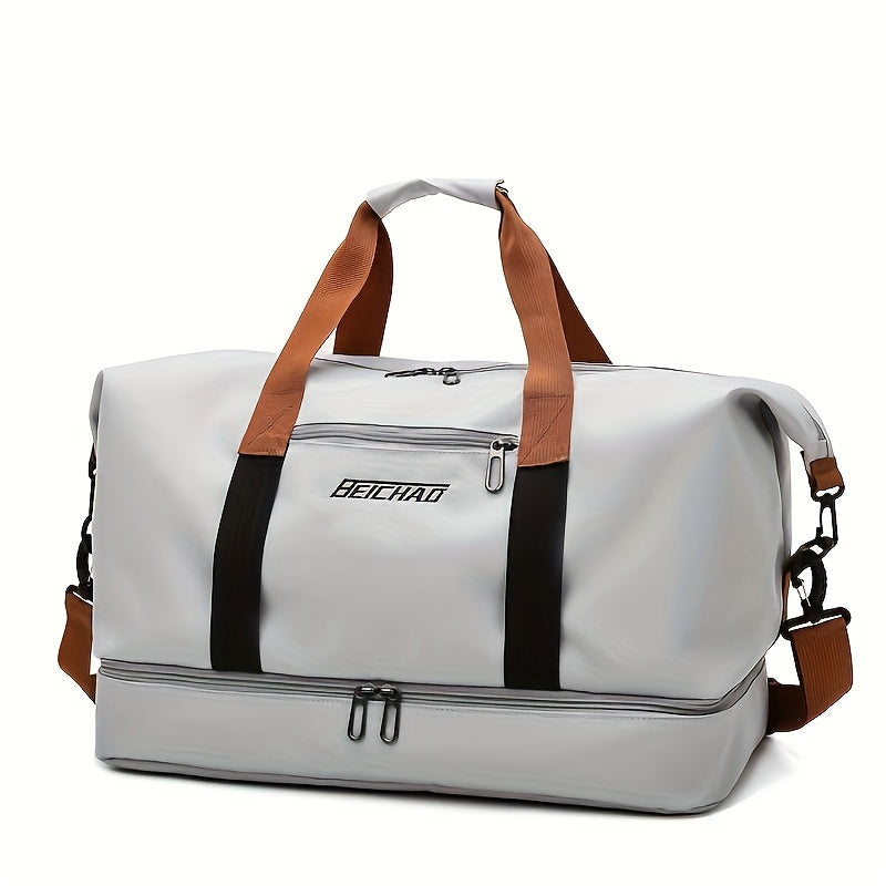 Stylish large capacity travel bag with separate compartments for wet and dry items, perfect for outings, fitness, and college.