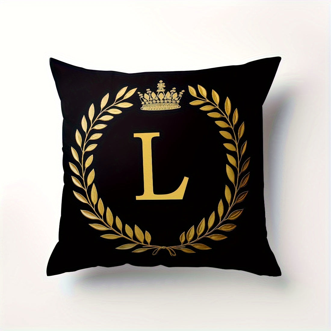 Stylish English letter print pillow cover made of soft peach skin velvet. Features zip closure and machine washable. Measures 45.72x45.72 cm, ideal for home and office decor.