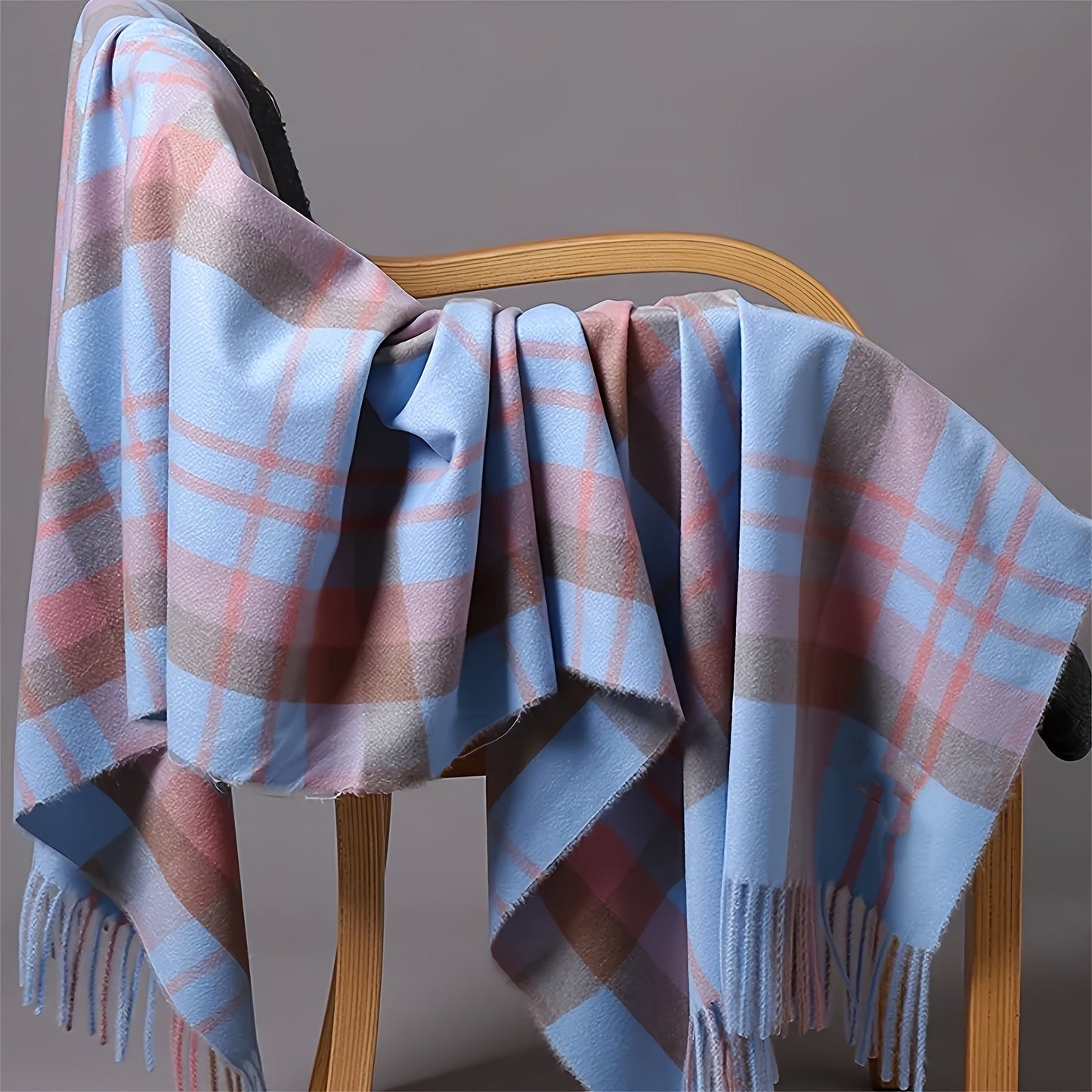 Enlarged Scarf - 200cm x 70cm - Classic Plaid Shawl for Autumn/Winter - Thick and Warm - Fashionable Unisex Style for Outdoor Use