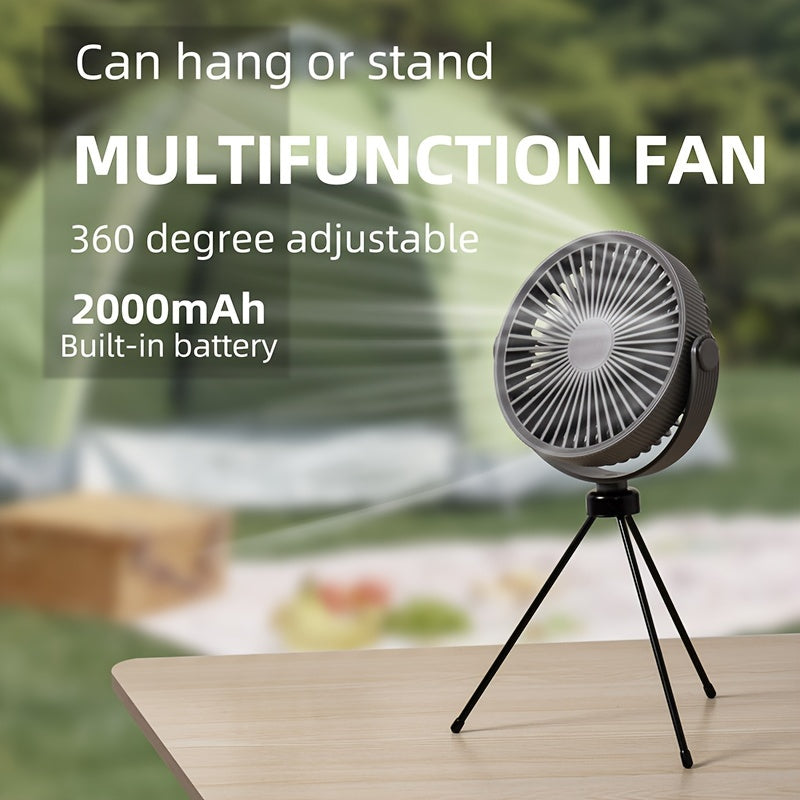 1 unit of a Portable Tripod Table Fan, featuring a High-Velocity USB Desk Fan made of durable ABS material. Its easy-to-carry design makes it perfect for both outdoor and home use.