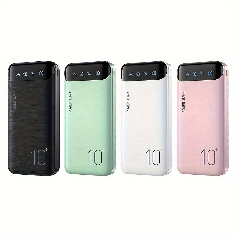 10000mAh Portable Power Bank with various interfaces for charging smartphones and electronic devices, ideal for outdoor use and travel.