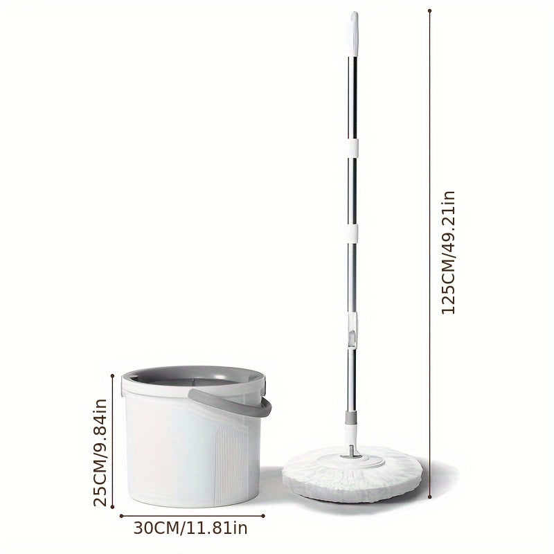 Get the ultimate cleaning companion with our 2-in-1 Spin Mop and Bucket Set. Featuring a self-washing and drying mechanism, this hands-free system makes wringing out your mop a breeze. Perfect for hardwood, laminate, and tile floors, this durable plastic