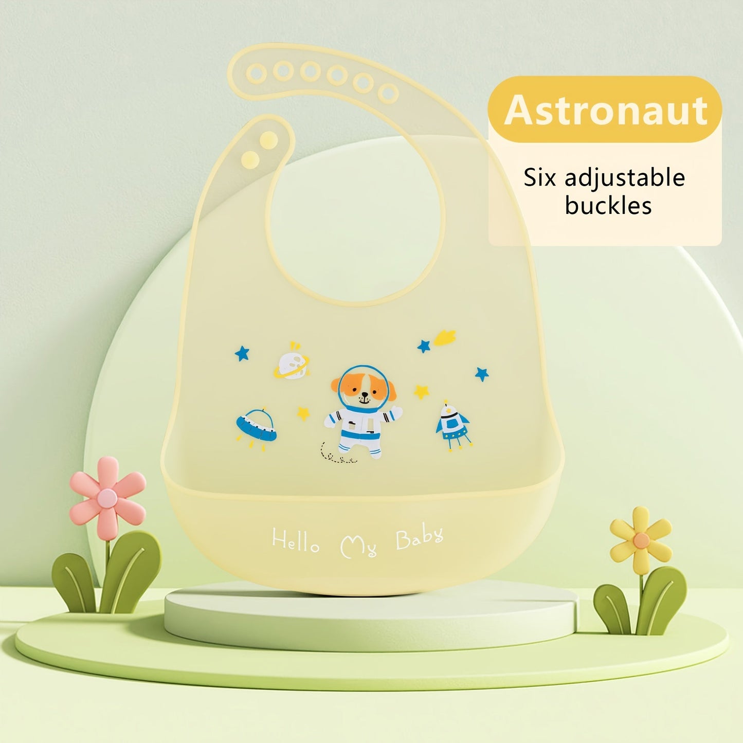 Soft and durable feeding bibs with adjustable neck band for cute babies, waterproof and adorable.