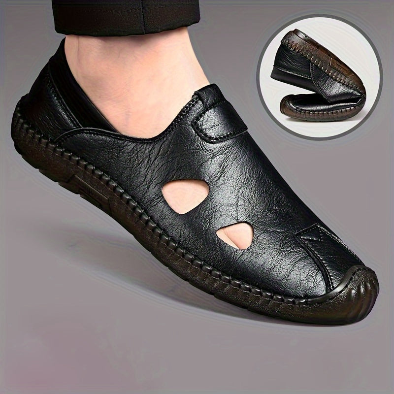 Breathable slip-on sandals for plus size men, perfect for outdoor activities.