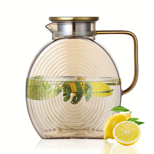 Glass water pitcher with a swirl design - 2500ml capacity, ideal for use at home