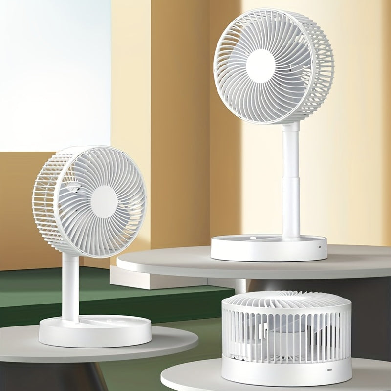 Portable Oscillating Table Fan with Whisper Quiet Operation, Touch Control, USB Rechargeable Battery, Compact and Lightweight Design for Indoor and Outdoor Use, Foldable and Travel-Friendly.