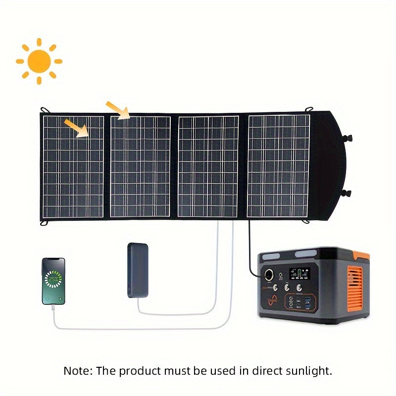 Portable 60W Solar Charger with Dual USB Fast Charging for Phones & Tablets, Foldable design, Outputs of 5V/3A, 9V/2A, 12V/1.5A