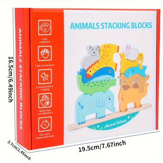 ROYLANZ Wooden Animal Stacking Toy Blocks – Sorting, Balancing, and Competition Game for Educational Development and Family Fun – Perfect Gift for Kids, Boys, and Girls on Birthdays, Christmas, or Holidays