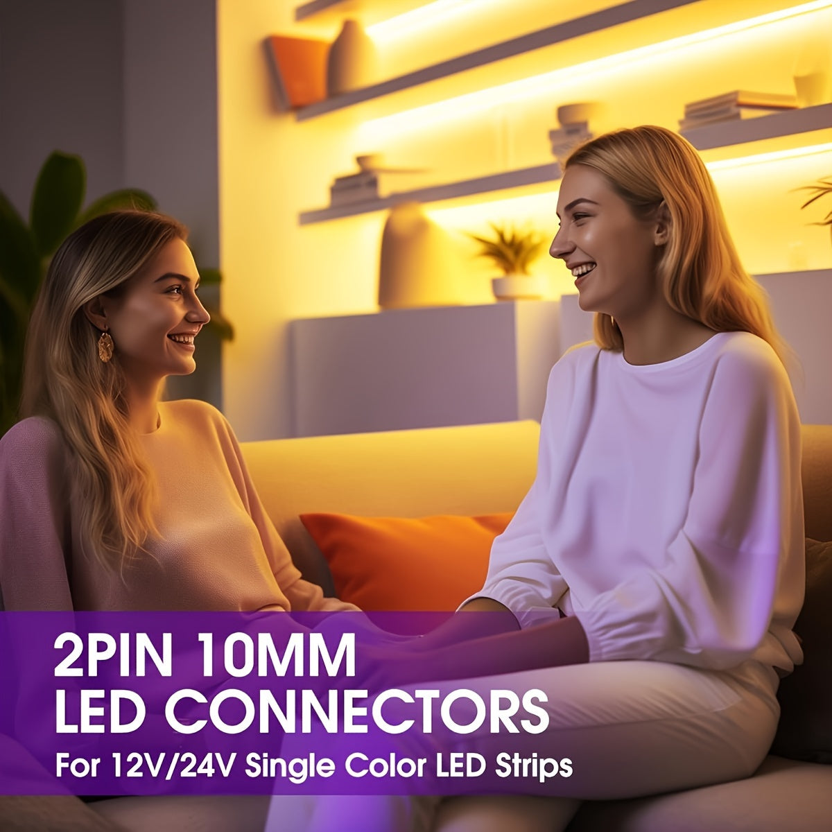 Set of 6 Easy-Install 2-Pin 10mm Transparent LED Strip Light Connectors - Versatile & Reusable for Home & Commercial Use, No-Solder Setup with Screwdriver.