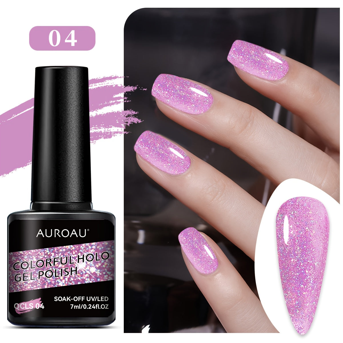 1pc Vibrant Holographic Gel Nail Polish - Fast-Drying, High-Shine, Long-Lasting - Great for DIY Nails, No Alcohol