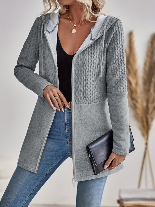 Women's Gray Hooded Cardigan