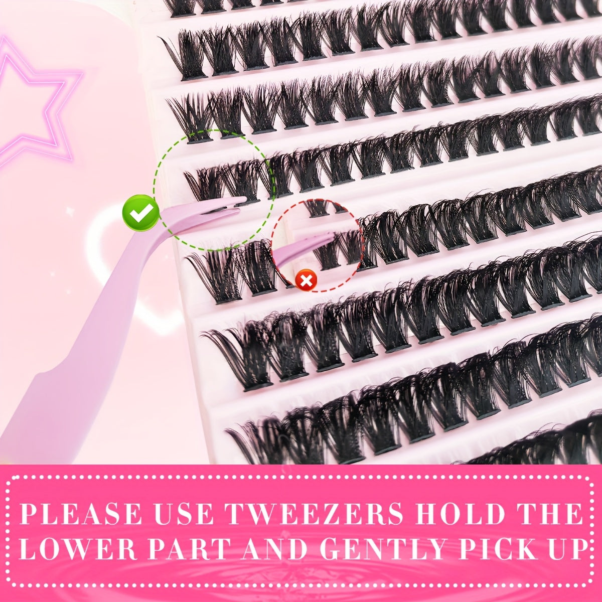 200pcs DIY Eyelash Extension Kit with mixed 8-16mm lengths, waterproof faux mink lashes suitable for all eye shapes. Soft, comfortable, and easy to apply for beginners, reusable with