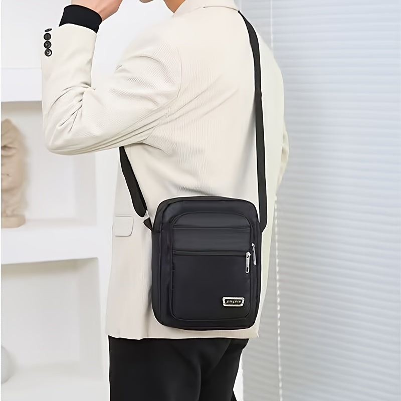 Men's PU Leather Messenger Bag with Multi-Compartments and Adjustable Strap, Ideal for Daily Use or Travel.