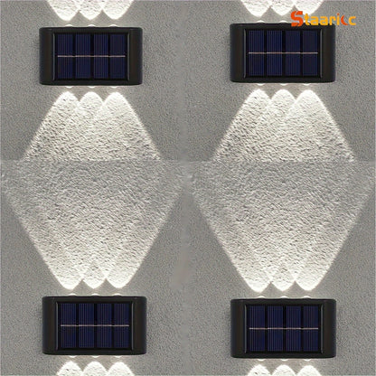 Solar Wall Lights for Outdoor Decoration - Set of 8/6/4/2 LED lights for Courtyard, Street, Fence, Garage, Garden.