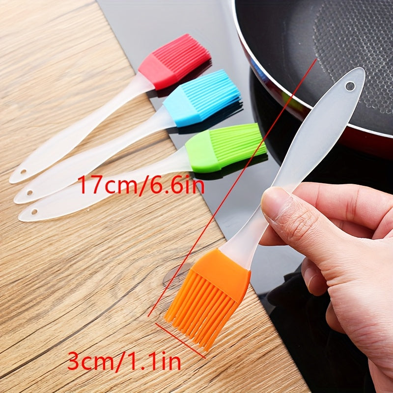 6-Pack FlexiChef Silicone Basting Brushes: Food-Grade, Heat-Resistant, Multi-Color, 17cmx3cm, Portable Kitchen Utensils for Cooking, Grilling, Baking.