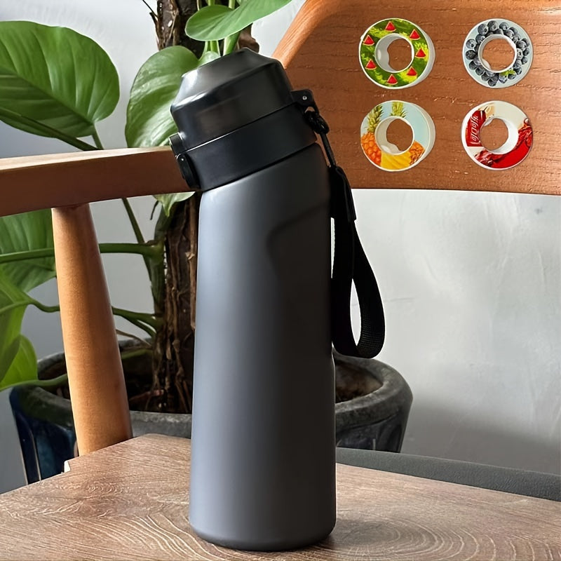 Leak-proof 750ml fruit flavor water bottle with straw for outdoor activities, BPA-free and portable.