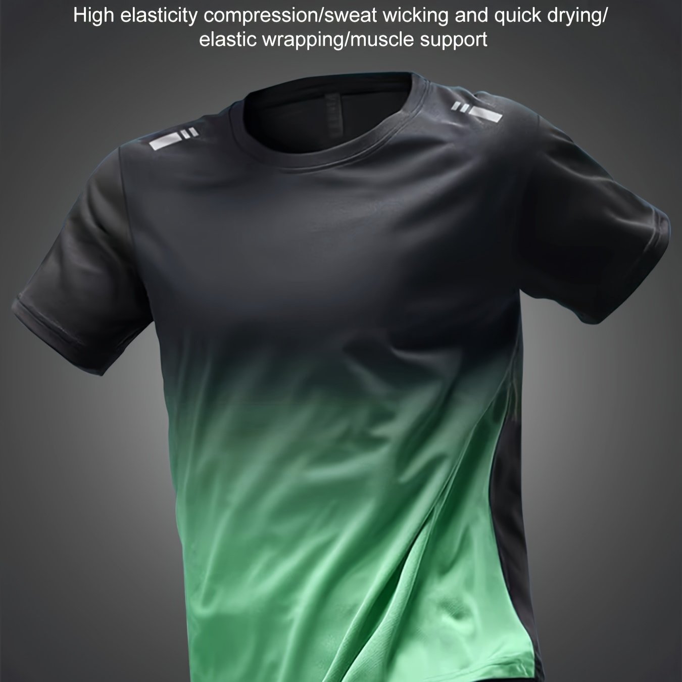 Men's loose fit gradient t-shirt with breathable mesh, short sleeves, round neck - perfect for a sporty and casual summer look.