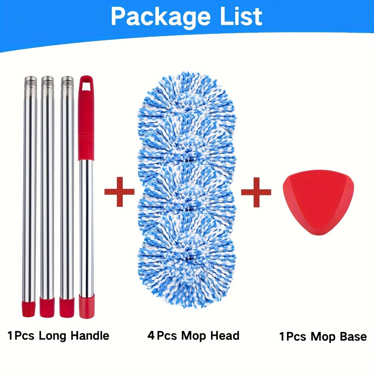 Get the Home Times Microfiber Spin Mop Replacement Heads and Handle Set, perfect for use with O Cedar RinseClean 2 Tank. This combo pack includes 4 refills, an extendable mop stick (76.2-147.32 cm), and a base for a complete cleaning solution.