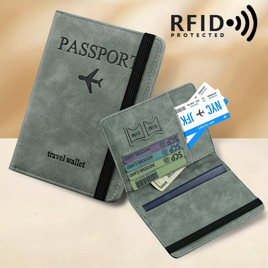 RFID pasport ushlagichi, sayohat hujjatlari uchun ingichka retro PU hamyon