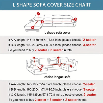 Elastic leaf-printed sofa slipcover for non-slip protection and decor in the living room.