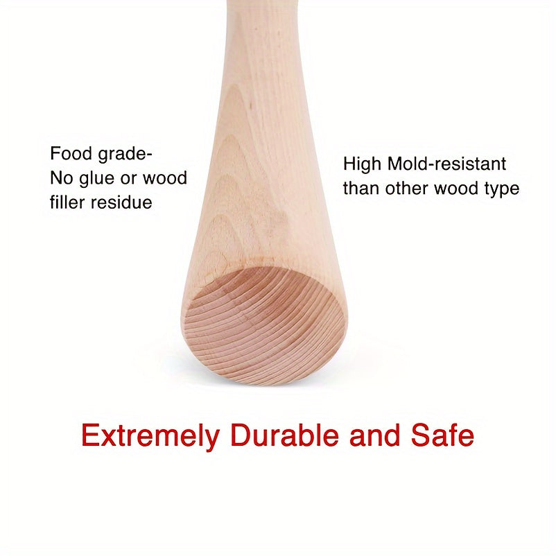 Solid Wood Sauerkraut Pounder Ideal for Fermenting Vegetables in Mason Jars.