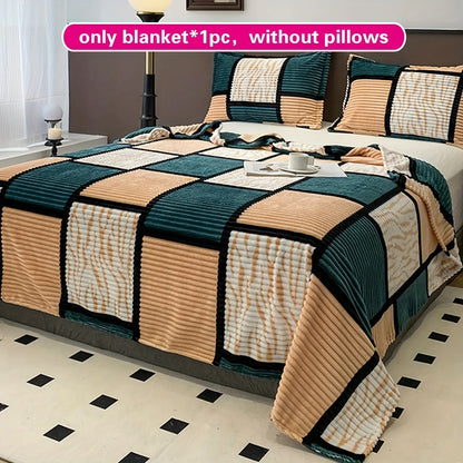 A plaid-patterned blanket that serves multiple functions in the home, including as a sofa throw.