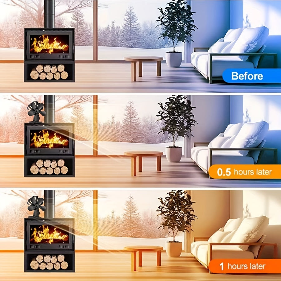 1 piece of Fireplace Fan, Stove Fan that operates quietly without electricity, Heat-operated Fireplace Fan for efficient heat distribution in wood burners and fireplaces - A Winter Essential.