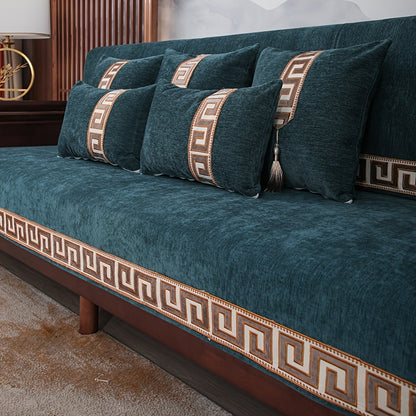 Chinese style dustproof sofa slipcover for all seasons, suitable for bedroom, office, and living room.