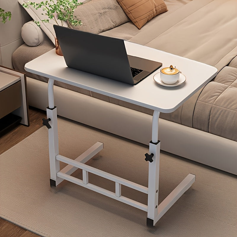 Adjustable height computer desk suitable for bedroom and living room, available in black, white, and walnut colors. Solid wood bedside table also functions as a notebook computer desk