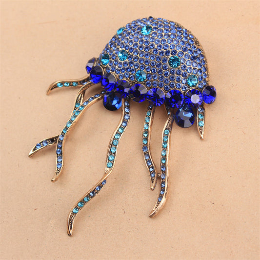 Stunning Luxury Jellyfish Brooch Pin with Enamel and Rhinestones, Unique Animal-Shaped Novelty Accessory for Winter Sweaters, Perfect Gift