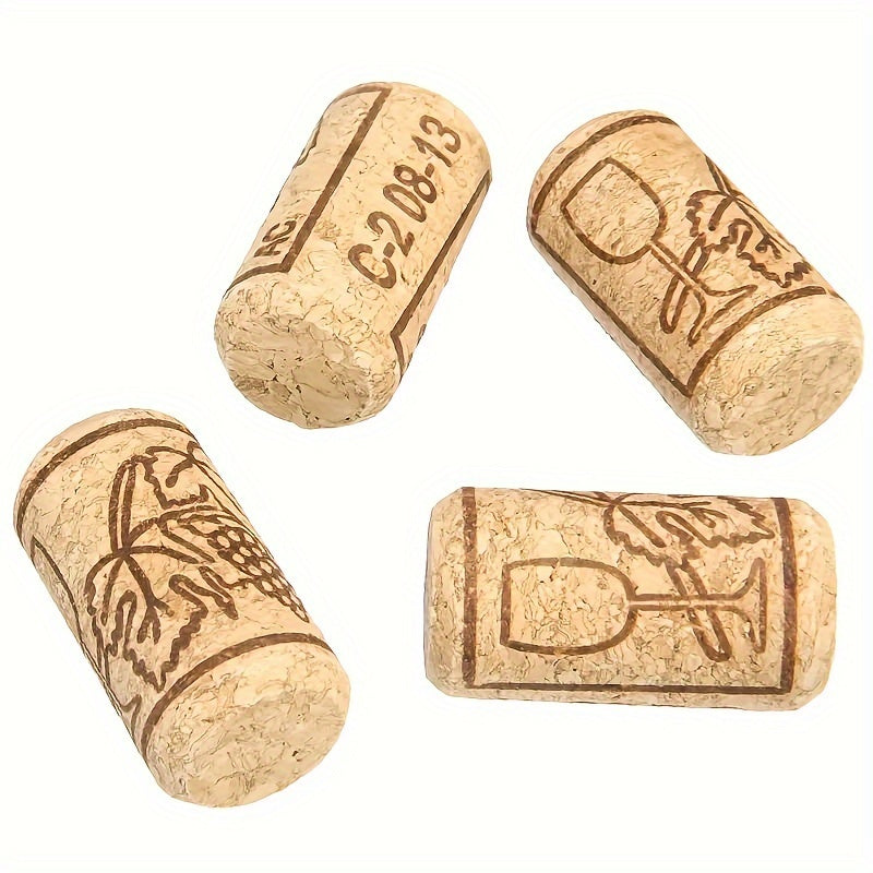 100 Premium natural wine corks with engraved designs for homemade wine sealing and preservation - perfect for holidays.