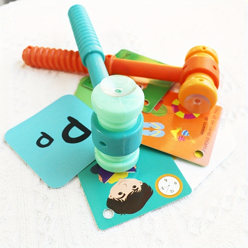 1pc dual-sided suction cup hammer for educational phonics word card tapping, classroom learning game, and interactive teaching prop for teachers.