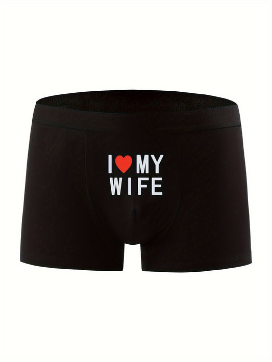 1/3pcs Moisture-Wicking Men'S I Love You Patterned Boxer Shorts - Soft And Fun Novelty Underwear - Durable Casual Wear for Men - Ideal Valentine'S Day Gift.